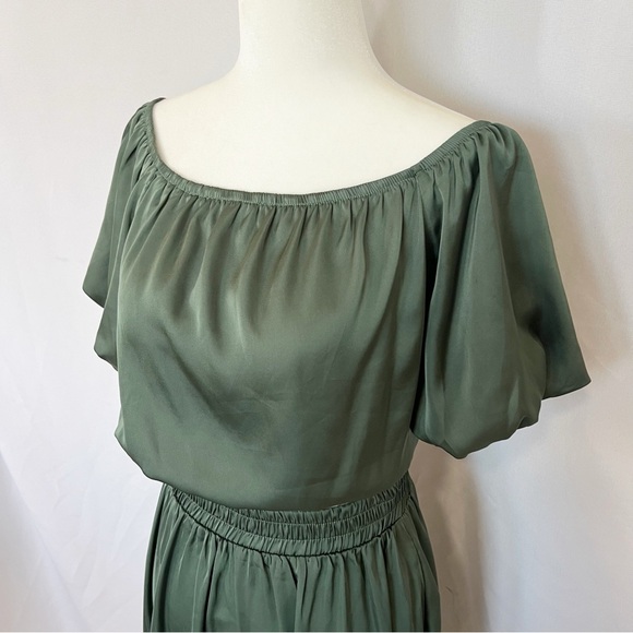 Satin Puff Sleeve Off The Shoulder Top+ Skirt Set S - Picture 5 of 8
